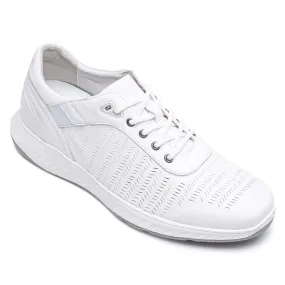 6 CM / 2.36 Inches - CMR CHAMARIPA Height Increasing Casual Shoes - Mens Sneakers That Make You Taller - White Leather Elevator Sports Shoes