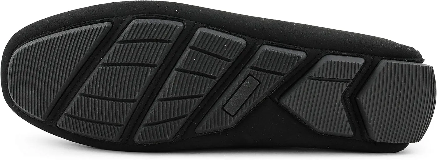 Amali Walken Men's Casual Slip-On Loafers, Driving Moccasin Shoes for Men with Silver Buckle, Available in Plush Microfiber and PU Leather