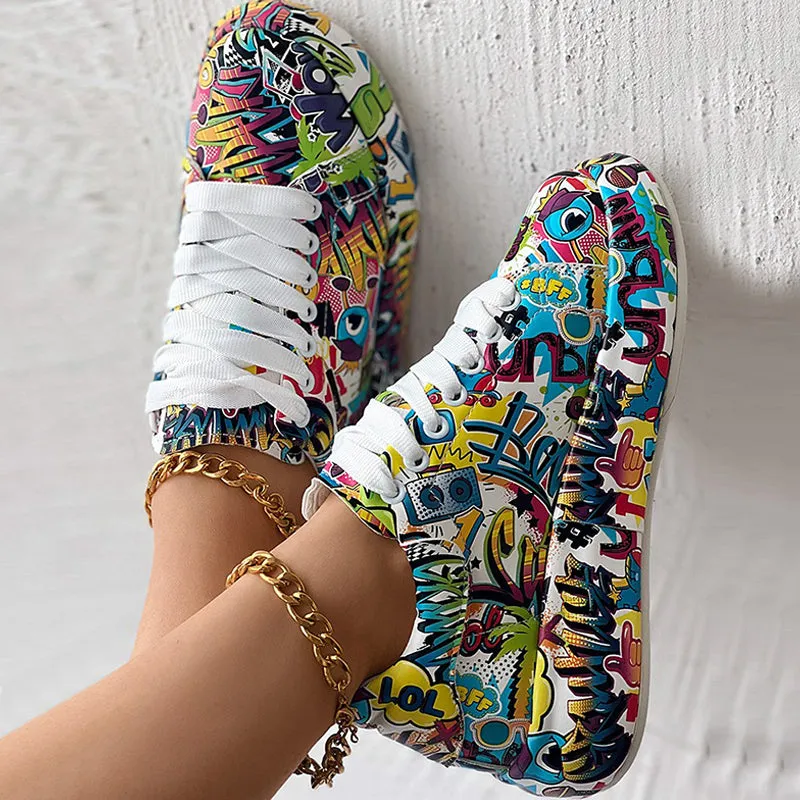 Casual Graffiti Round Comfortable Sport Shoes