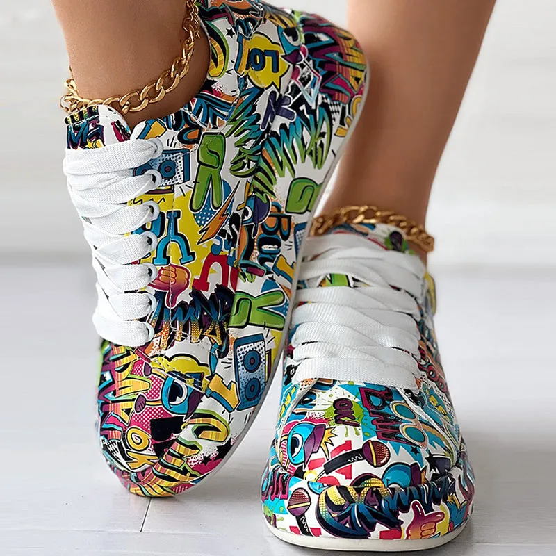 Casual Graffiti Round Comfortable Sport Shoes