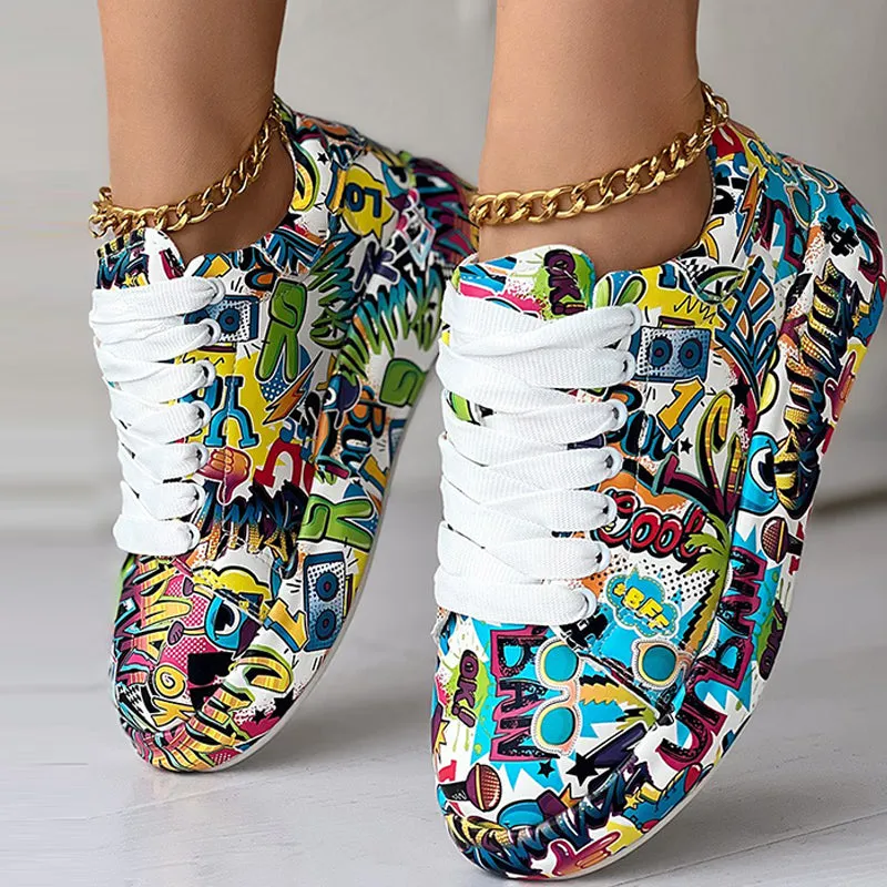 Casual Graffiti Round Comfortable Sport Shoes