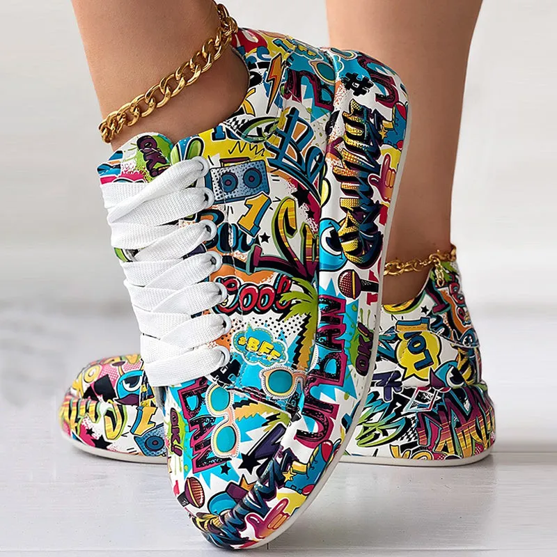 Casual Graffiti Round Comfortable Sport Shoes