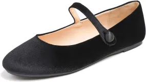 FEVERSOLE Women's Mary Jane Fashion Round Toe Easy Buckle Slip On Flats