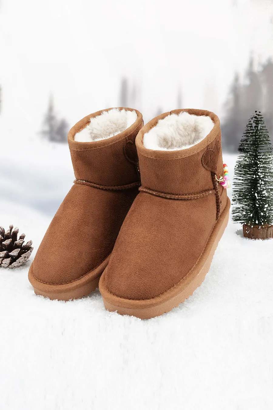 Kids Faux Fur Snow Boots | Winter Boots with DIY Charm Chains
