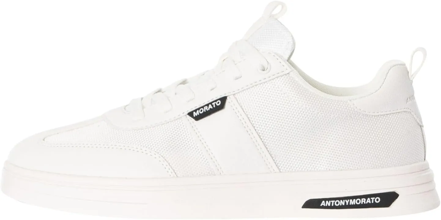 Men's Logo Tag Trainers, White/White