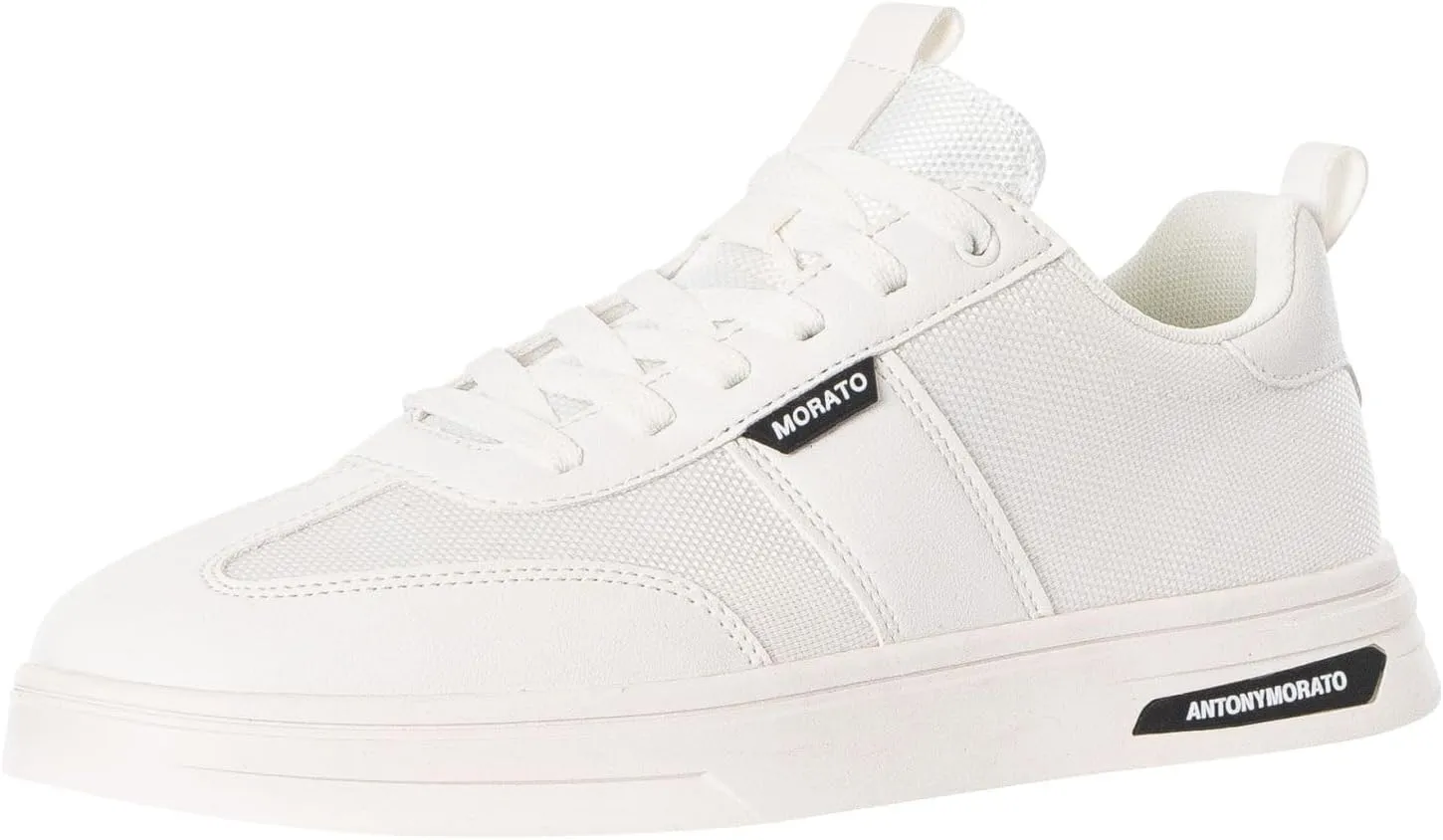 Men's Logo Tag Trainers, White/White
