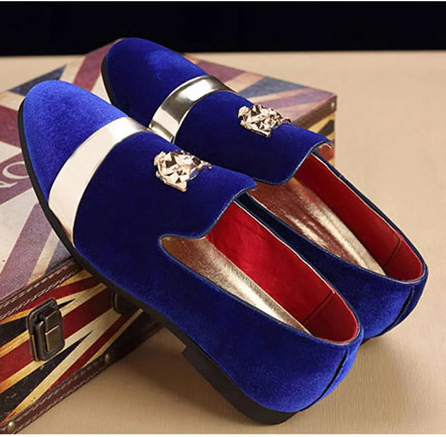 Men's Luxury Penny Loafer Slip-On Velvet Shoes Party Dancing Shoes Suede Wedding Shoes