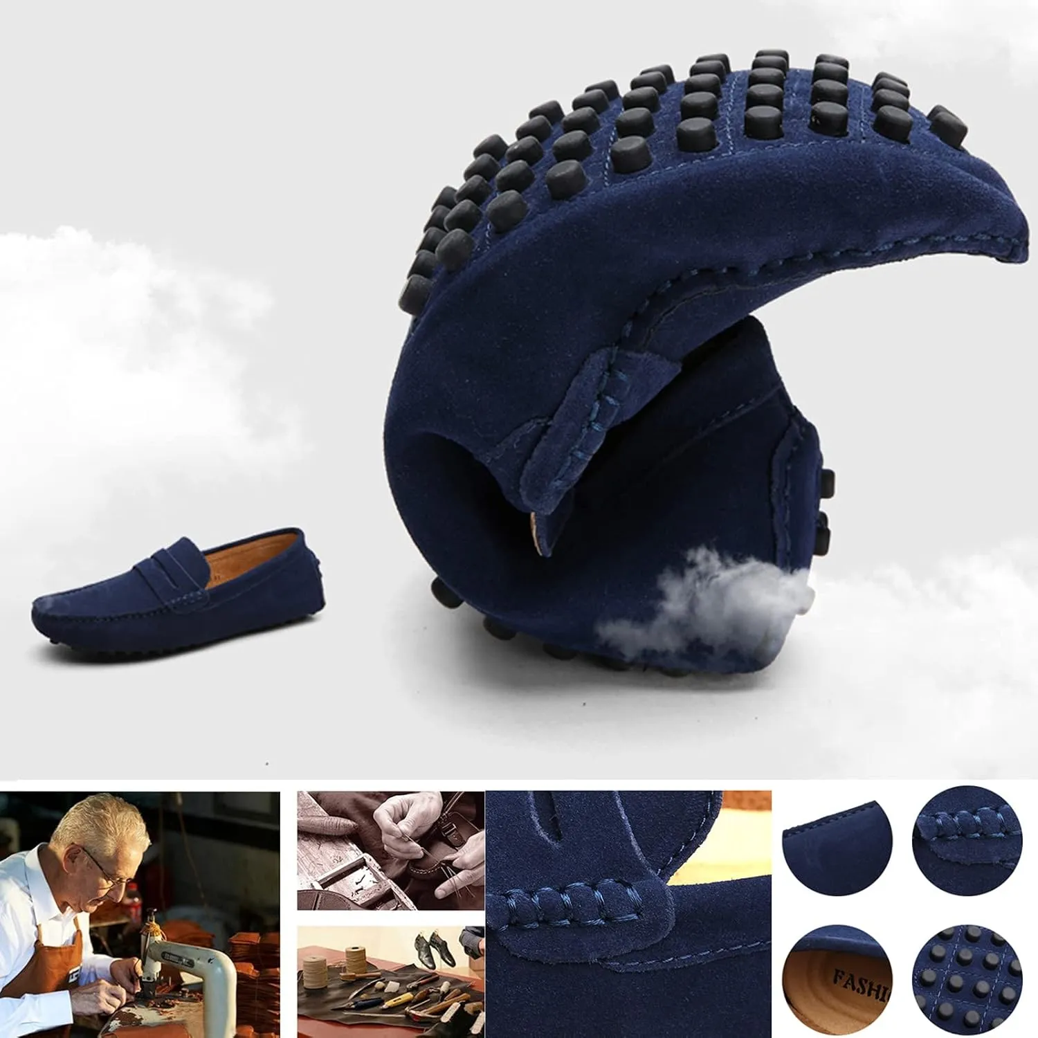 Men's Penny Loafers Moccasin Suede Leather Slip On Casual Dress Driving Shoes