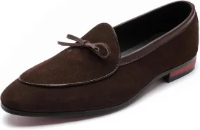 Men's Suede Bow Penny Loafers Casual Driving Slip On Tuxedo Dress Shoes Fashion Wedding Party Prom Shoes