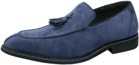 Mens Suede Tassel Loafers Comfort Non-Slip Lug Sole Slip-On Dress Shoes for Formal Business Office Church