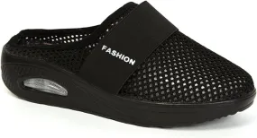 Mules for Women Breathable Mesh Walking Mules Sneakers Open Back Slip On Shoes Diabetic Air-Cushion Slip-On Walking Shoes Orthopedic Diabetic Slippers Closed Toe Slides Beach Sandals