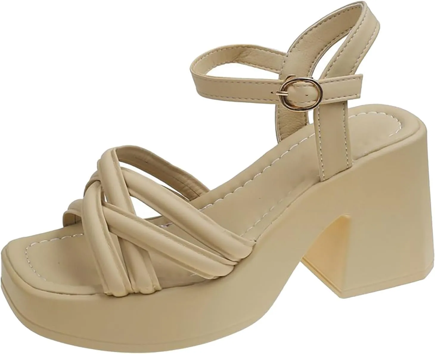 Platform Heels for Women Platform Sandals Chunky Heel Open Toe Pumps Ankle Strap Womens Wedding Party Pumps Shoes