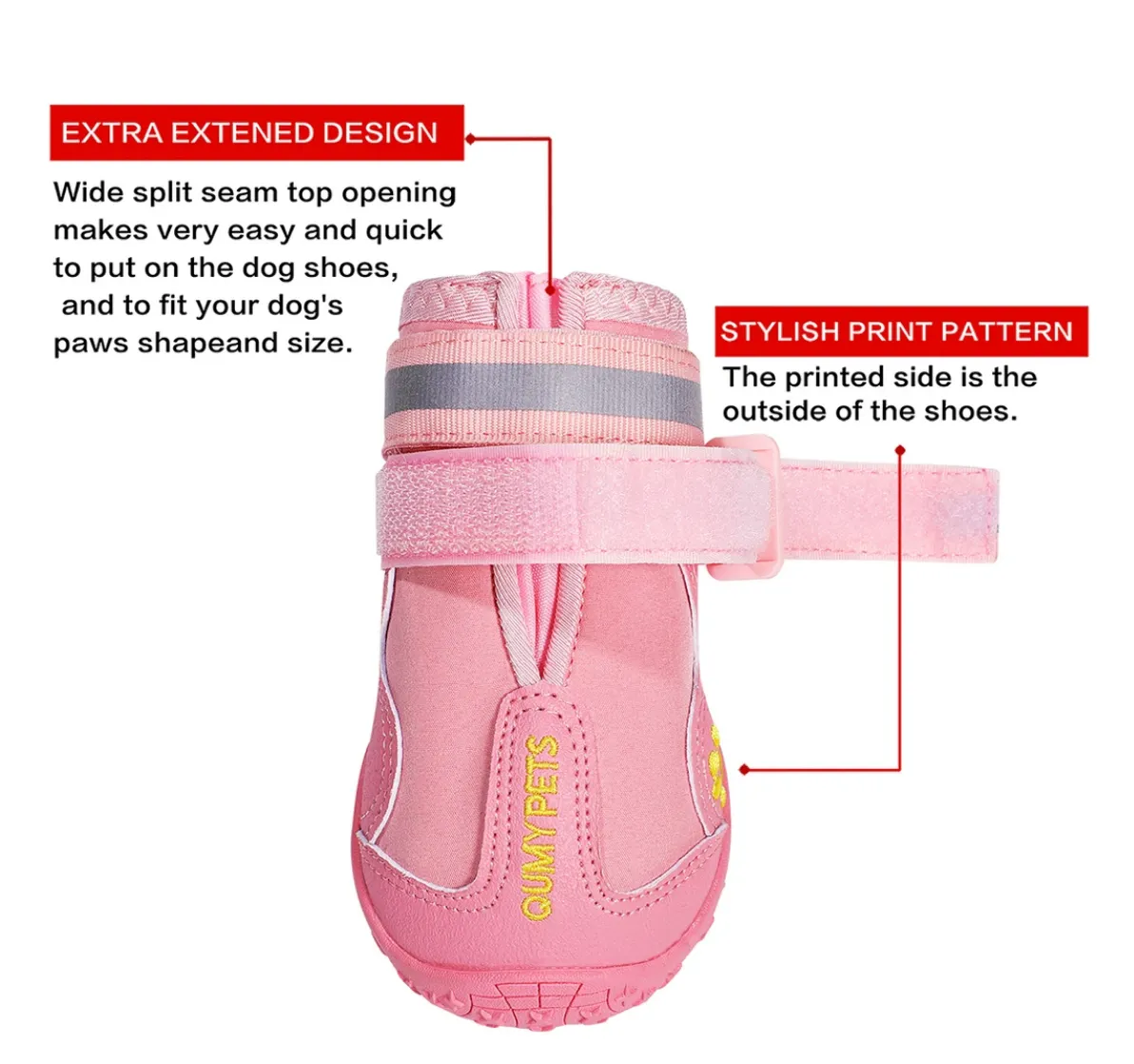 QUMY Dog Shoes for Medium Large Breed - Pink