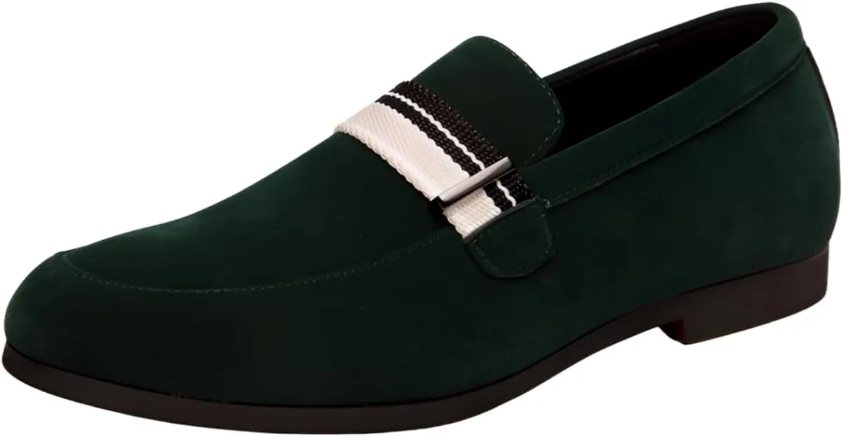 Santimon Men's Casual Loafers Suede Mens Slip On Formal Dress Stripes Moccasins Driving Shoes for Men