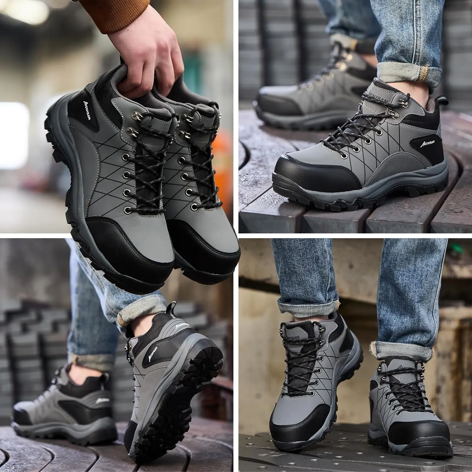 Steel Toe Boots for Men Waterproof Wide Width Slip Resistant Safety Toe Sneakers Puncture Proof Durable Construction Work Shoes for Outdoor Industrial Use