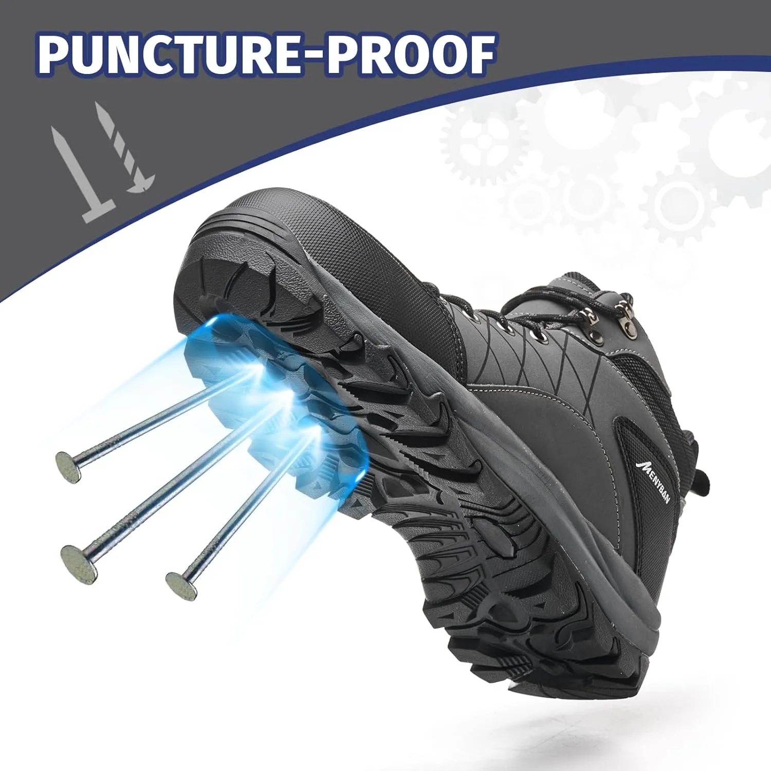 Steel Toe Boots for Men Waterproof Wide Width Slip Resistant Safety Toe Sneakers Puncture Proof Durable Construction Work Shoes for Outdoor Industrial Use