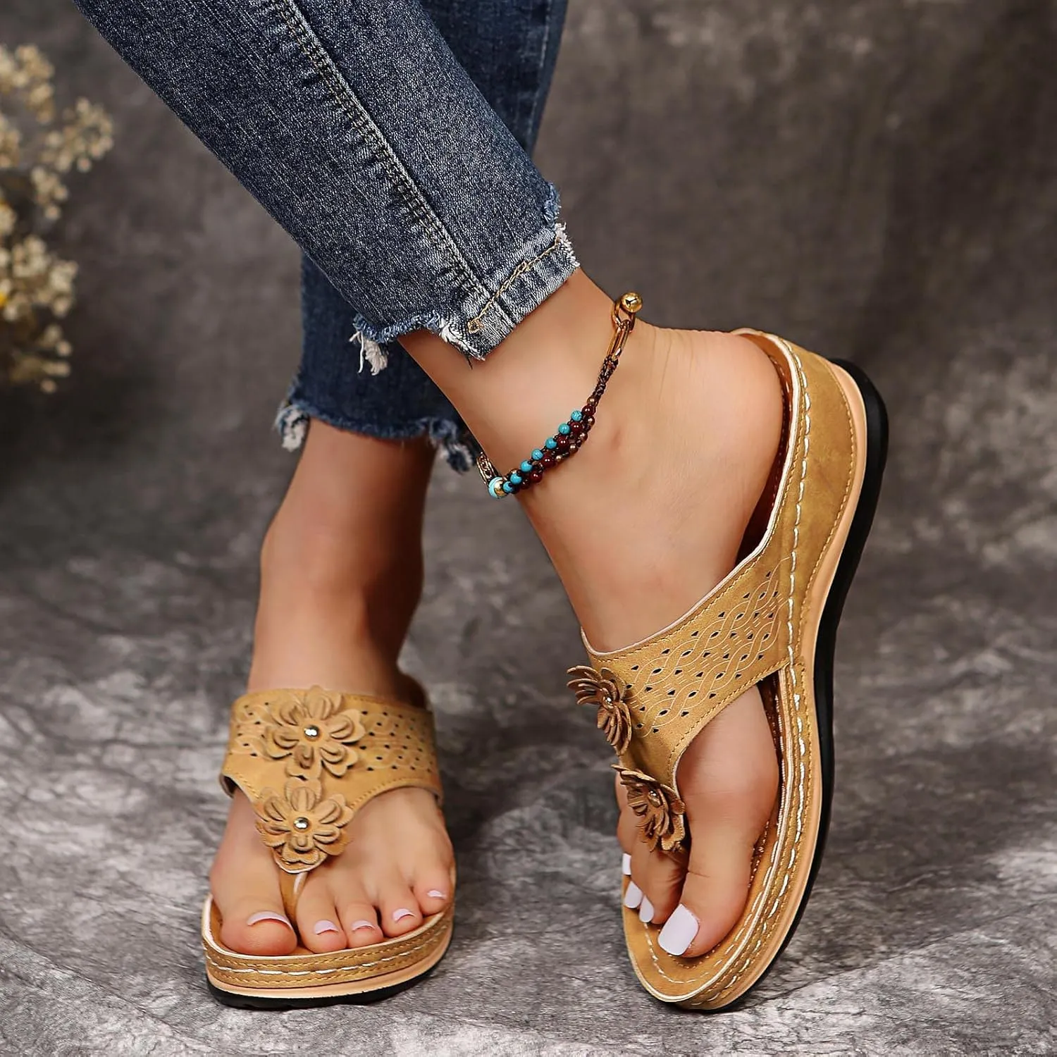 Wedge Sandals for Women Summer Beach Walking Sandals Travel Arch Support Sandals Vintage Breathable Slippers