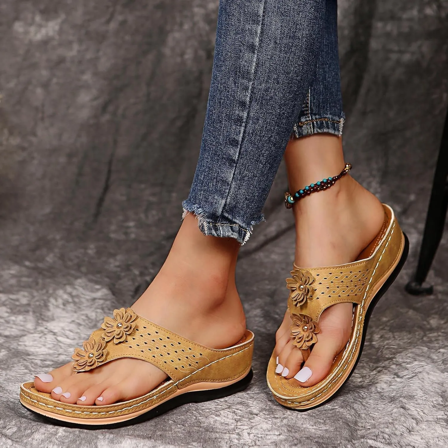 Wedge Sandals for Women Summer Beach Walking Sandals Travel Arch Support Sandals Vintage Breathable Slippers