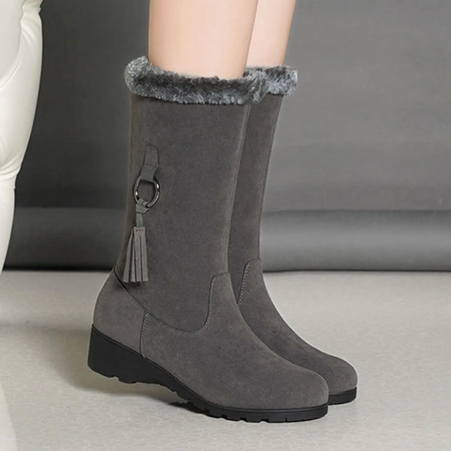 Winter Boots for Women Waterproof Winter Boots Athletic Insulated Fur Boots Platform Plush Lined Snow Boots Womens Work Boots