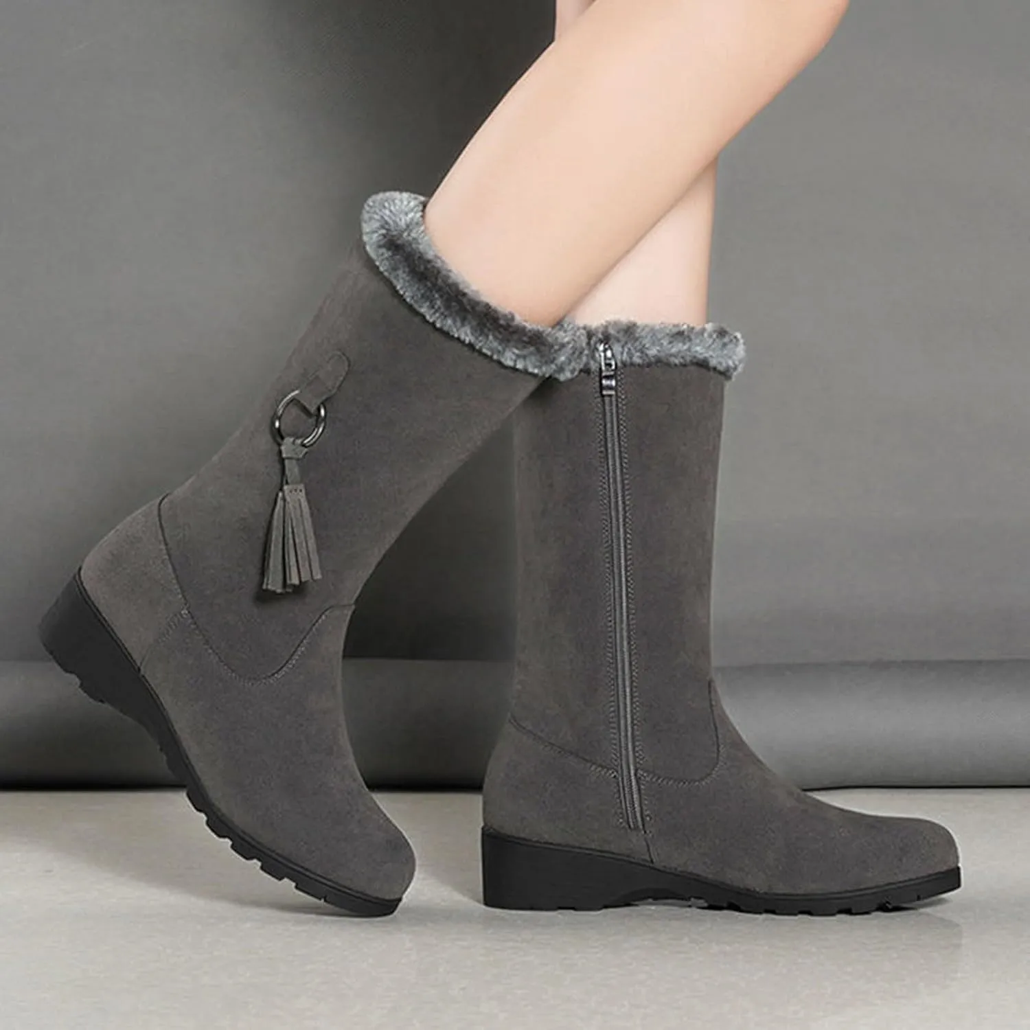 Winter Boots for Women Waterproof Winter Boots Athletic Insulated Fur Boots Platform Plush Lined Snow Boots Womens Work Boots