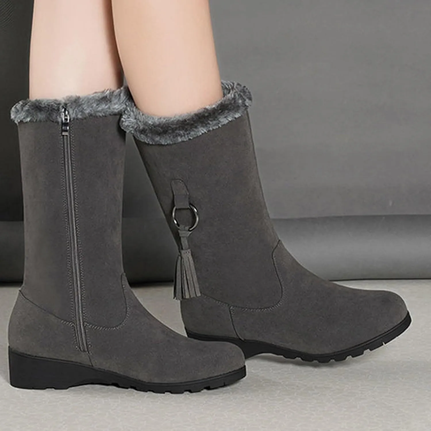Winter Boots for Women Waterproof Winter Boots Athletic Insulated Fur Boots Platform Plush Lined Snow Boots Womens Work Boots