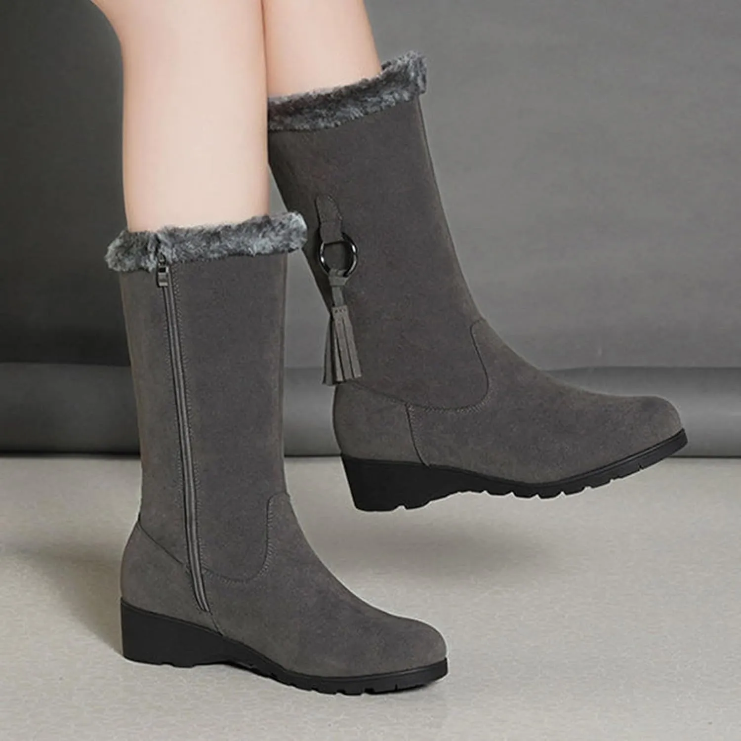 Winter Boots for Women Waterproof Winter Boots Athletic Insulated Fur Boots Platform Plush Lined Snow Boots Womens Work Boots