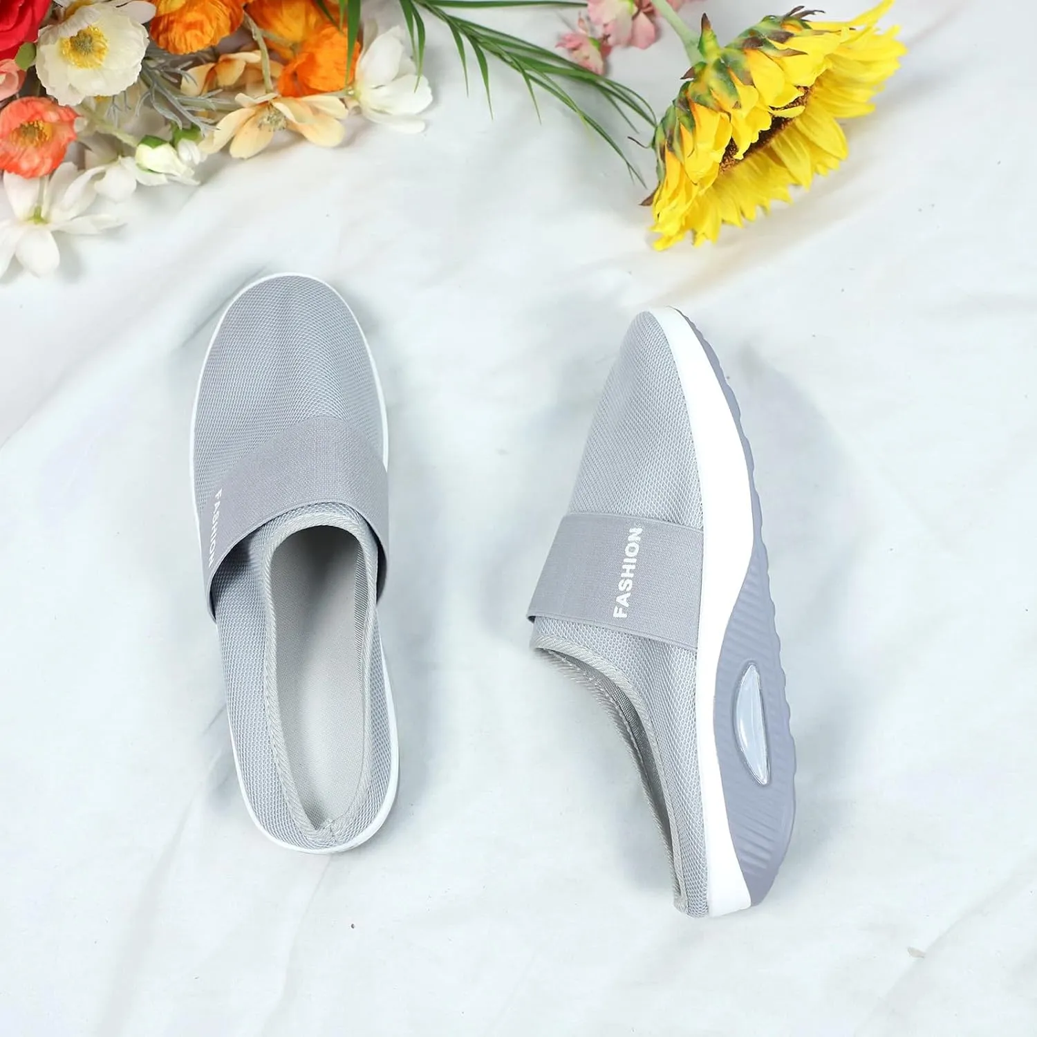 Women's Backless Walking Sneakers Summer Slip-on Slip On Shoes Women Loafers Black Casual Shoes High Top Sneakers Steel Toe Tennis Shoe Trainers Shoe