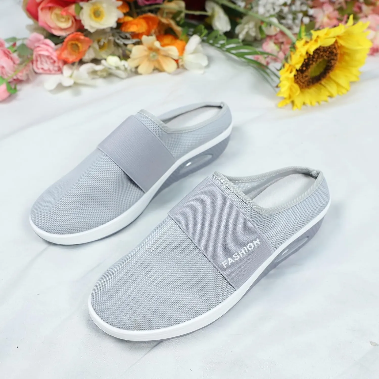 Women's Backless Walking Sneakers Summer Slip-on Slip On Shoes Women Loafers Black Casual Shoes High Top Sneakers Steel Toe Tennis Shoe Trainers Shoe