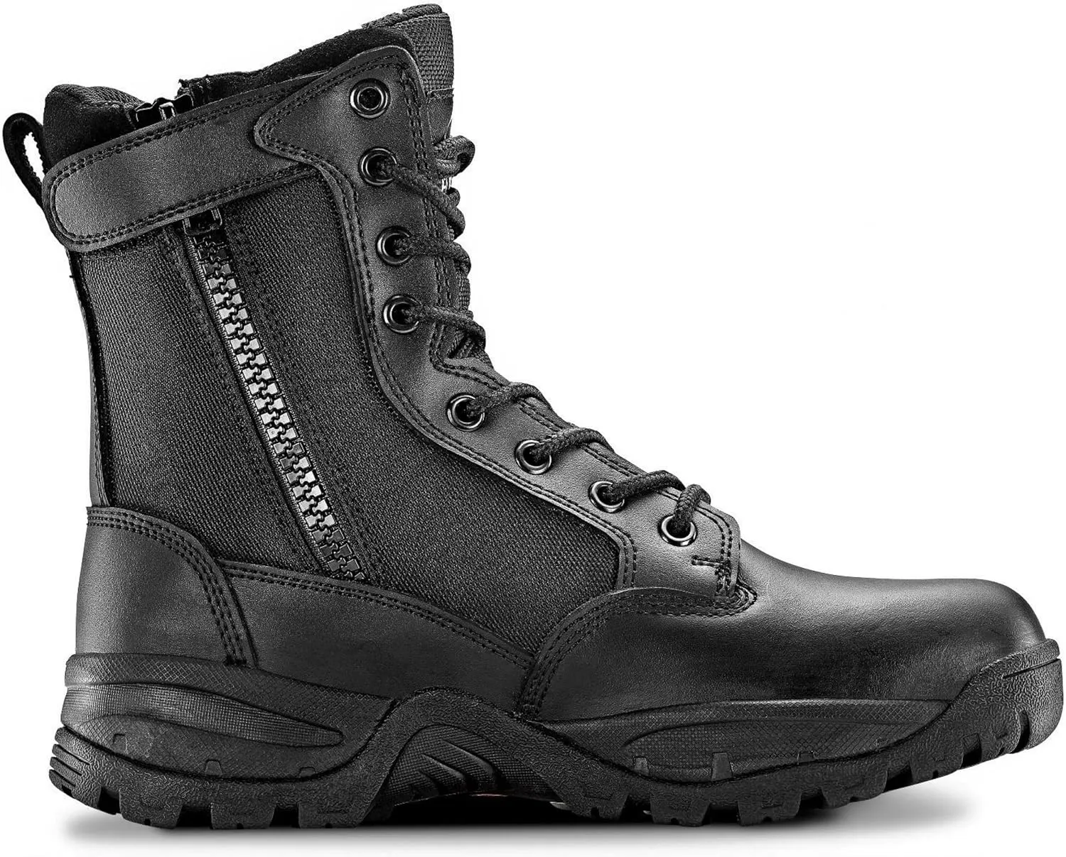 Womens Black Waterproof Military Tactical Work Boots with Side Zippers