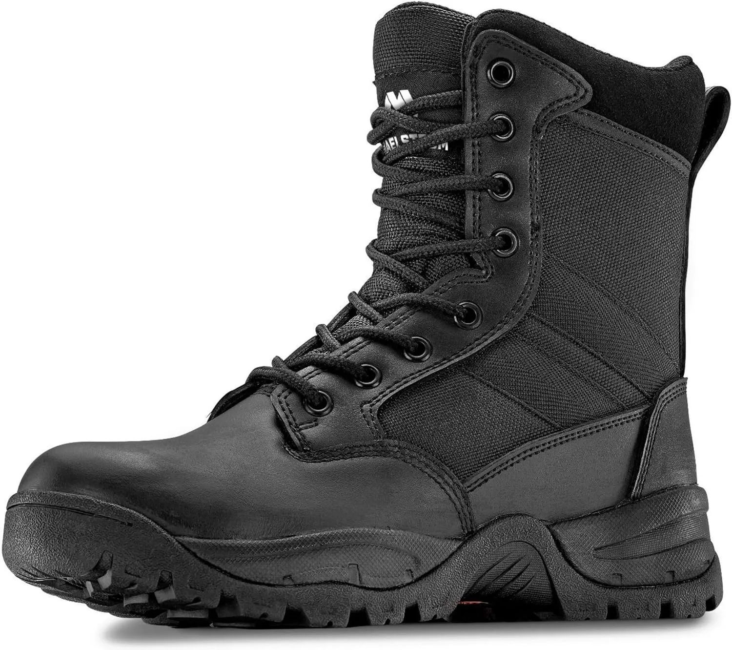 Womens Black Waterproof Military Tactical Work Boots with Side Zippers