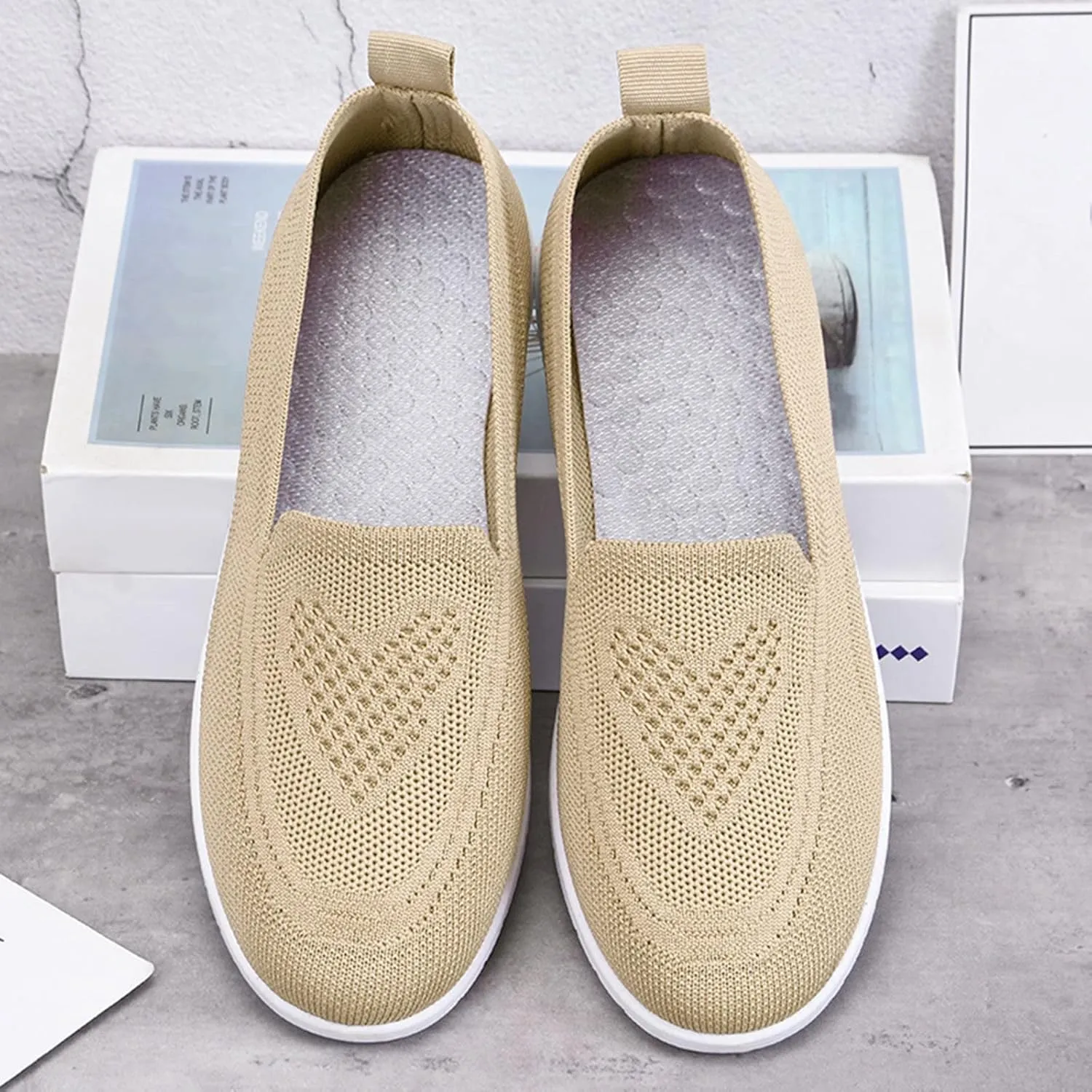 Womens Casual Slip On Loafers Comfortable Walking Shoes Lightweight Canvas Sneakers Flat Non Slip Flats
