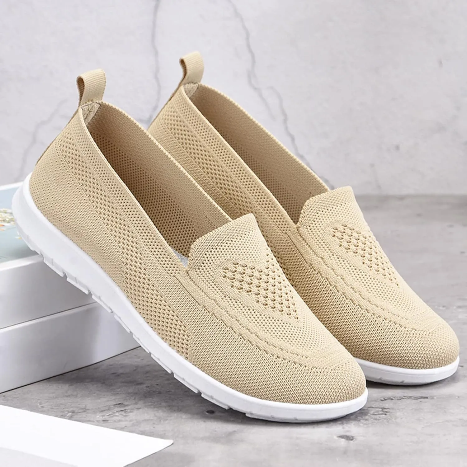 Womens Casual Slip On Loafers Comfortable Walking Shoes Lightweight Canvas Sneakers Flat Non Slip Flats