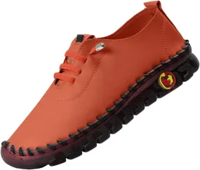 Women's Leather Soft Bottom Flat Slip-on Loafers Fashion Handmade Walking Comfort Orthopedic Relief Casual Shoes