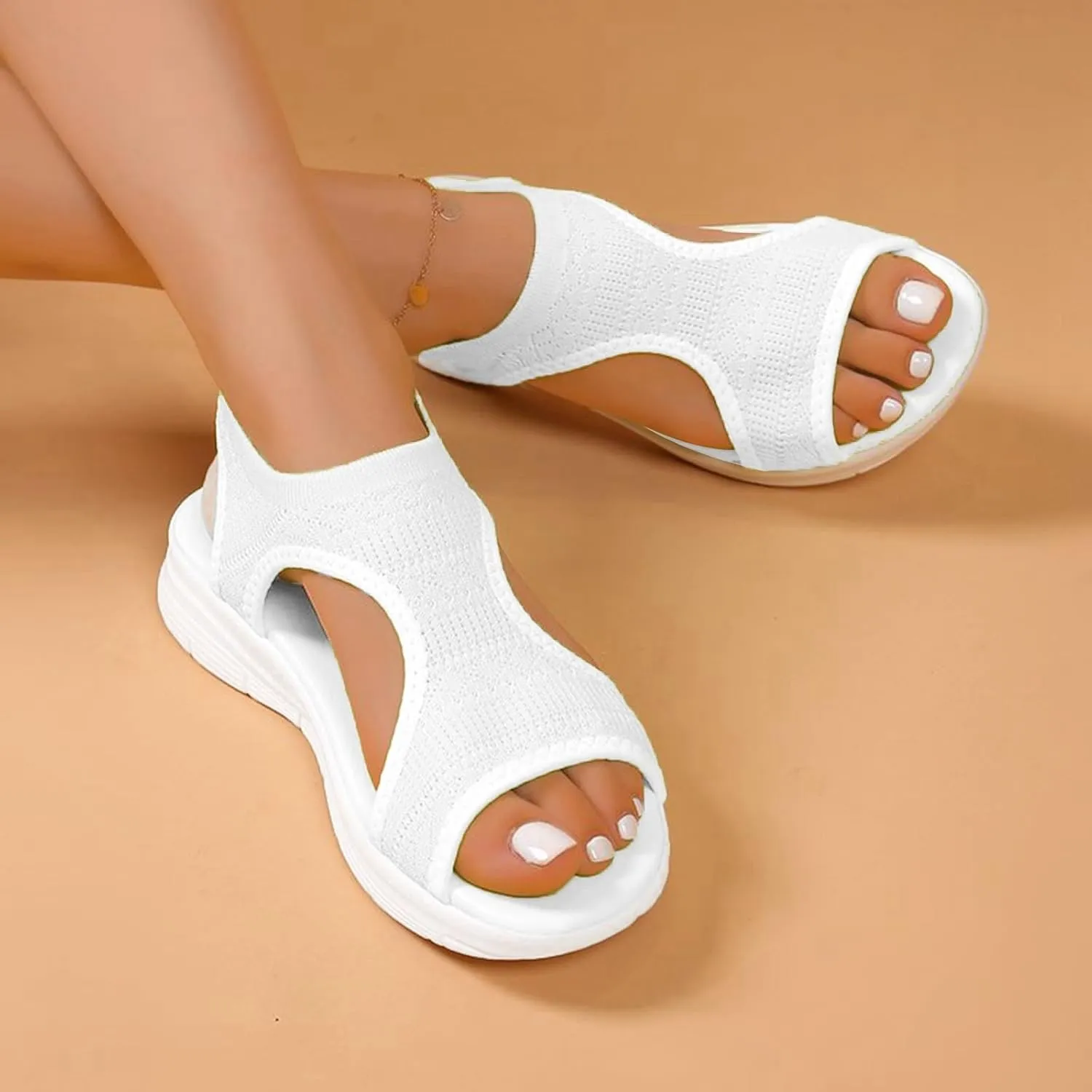 Women's Sandals Arch Support Wedge Sandals Orthopedic Walking Sandals Summer Open Toe Ankle Strap Shoes
