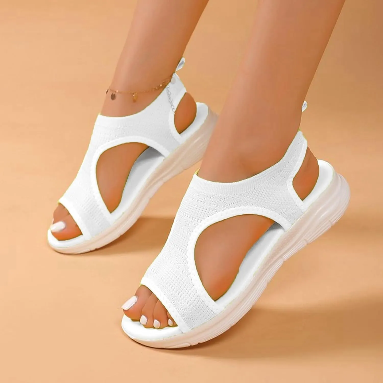 Women's Sandals Arch Support Wedge Sandals Orthopedic Walking Sandals Summer Open Toe Ankle Strap Shoes